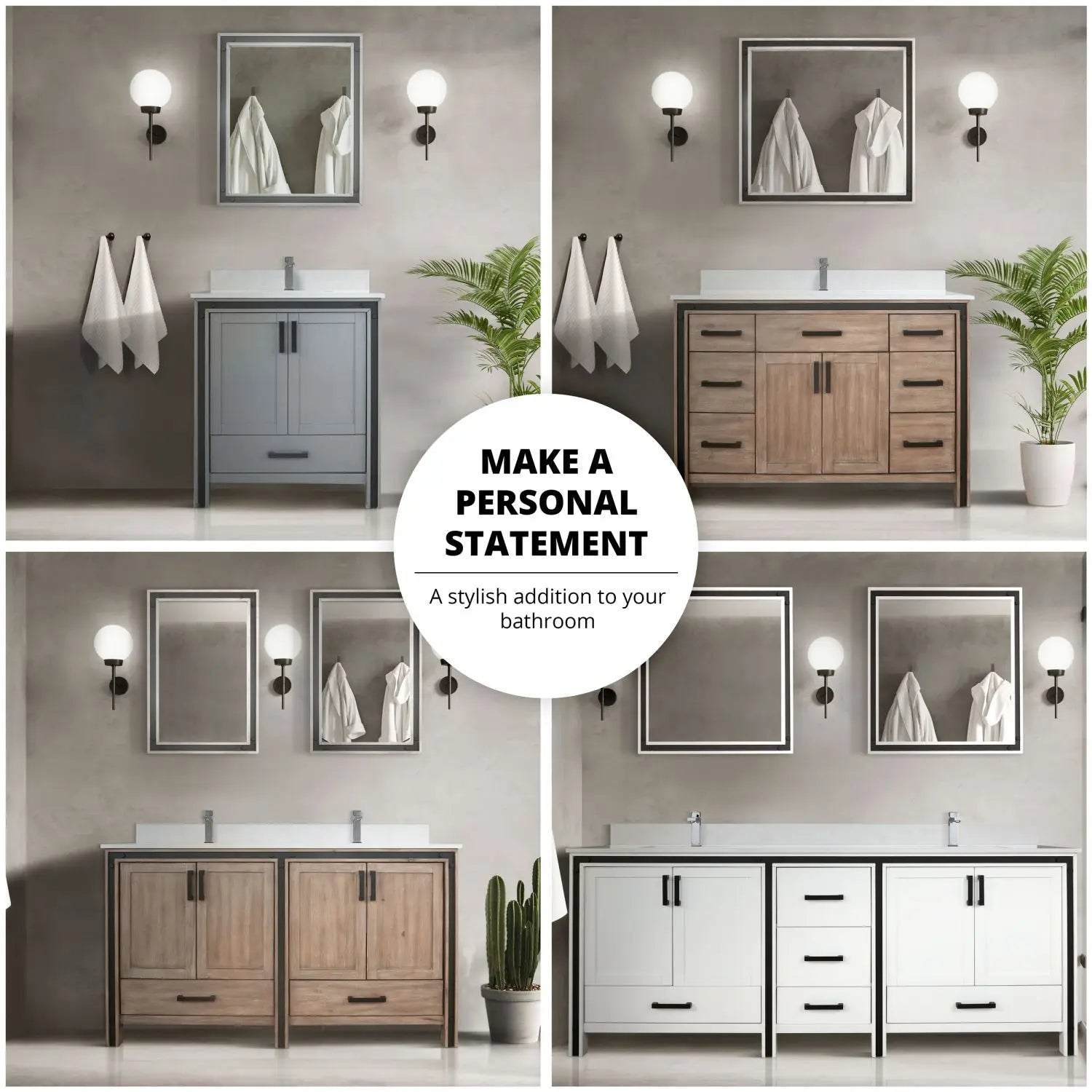 80" Rustic Double Bathroom Vanity with Mirrors