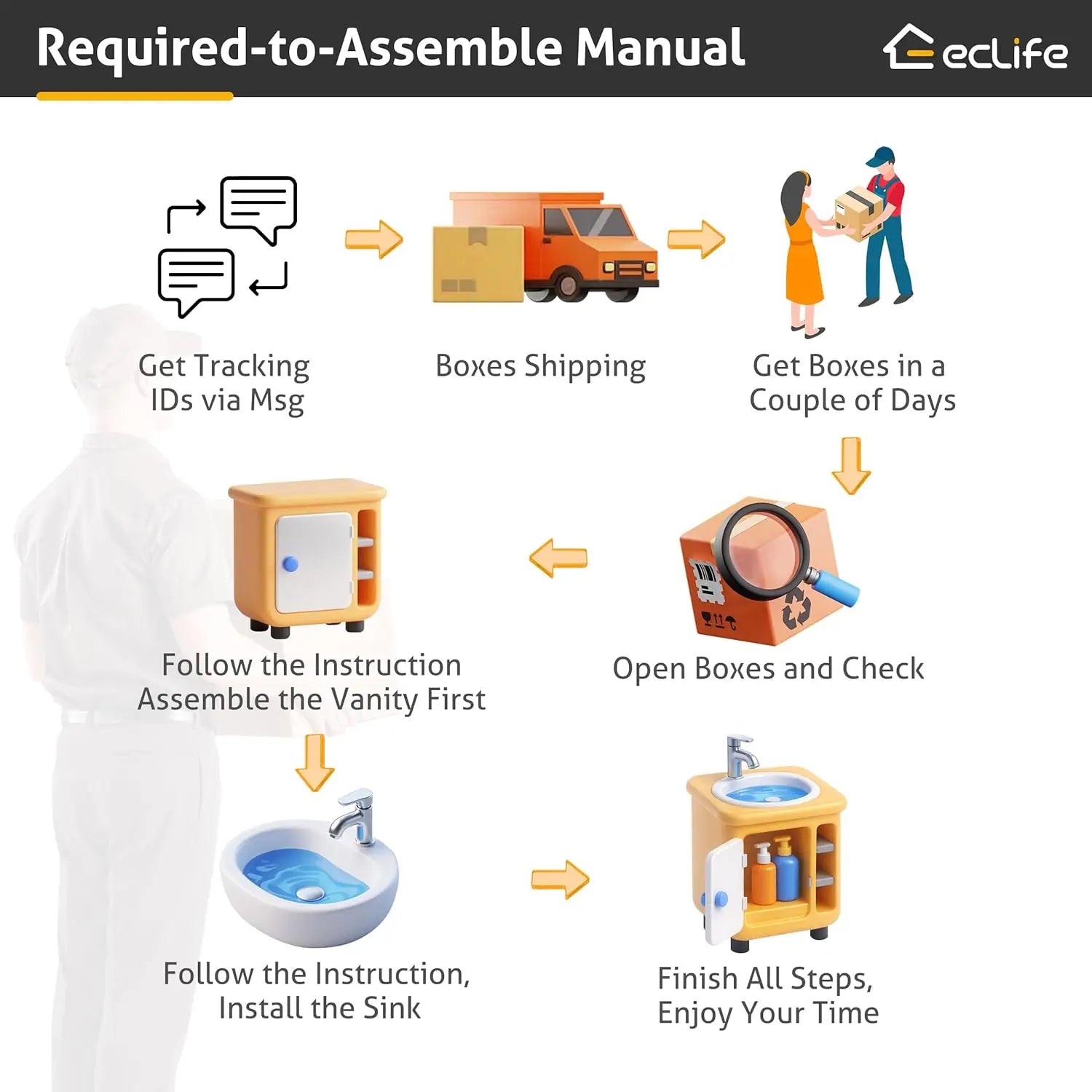 24" Black Bathroom Vanity with Undermount Sink and Matte Black Faucet