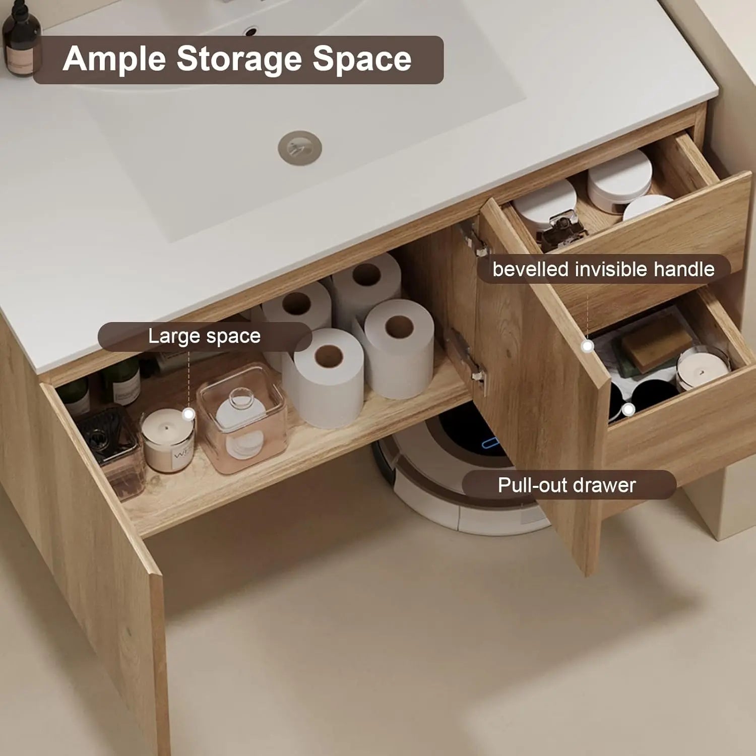 36" Floating Bathroom Vanity with Ceramic Sink