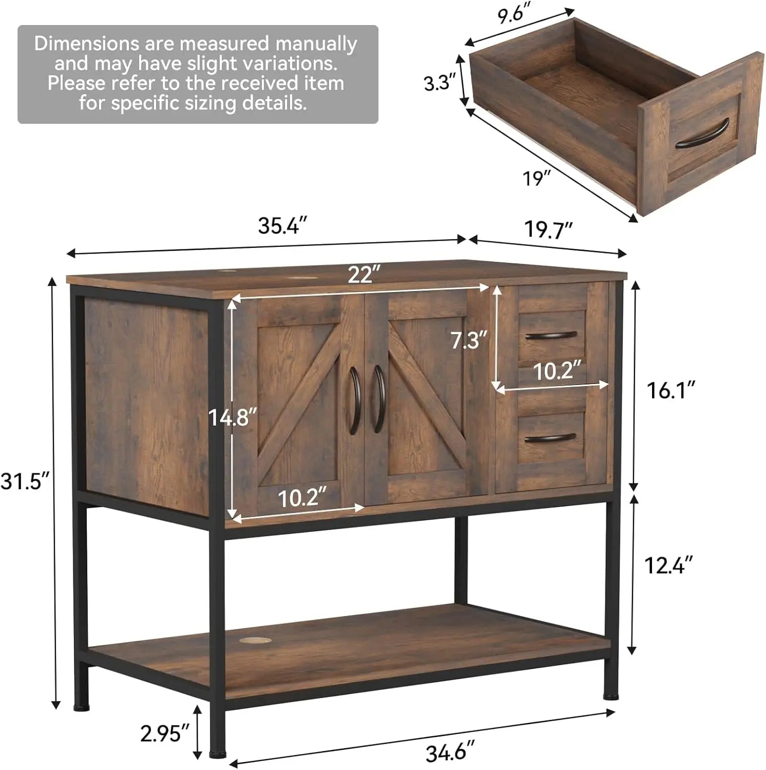 36" Rustic Farmhouse Bathroom Vanity with Ceramic Vessel Sink