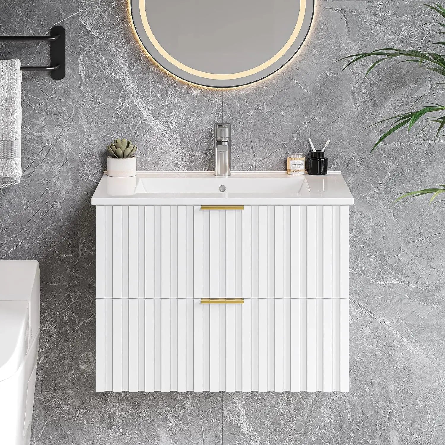 24" Floating Bathroom Vanity with Sink and 2 Drawers