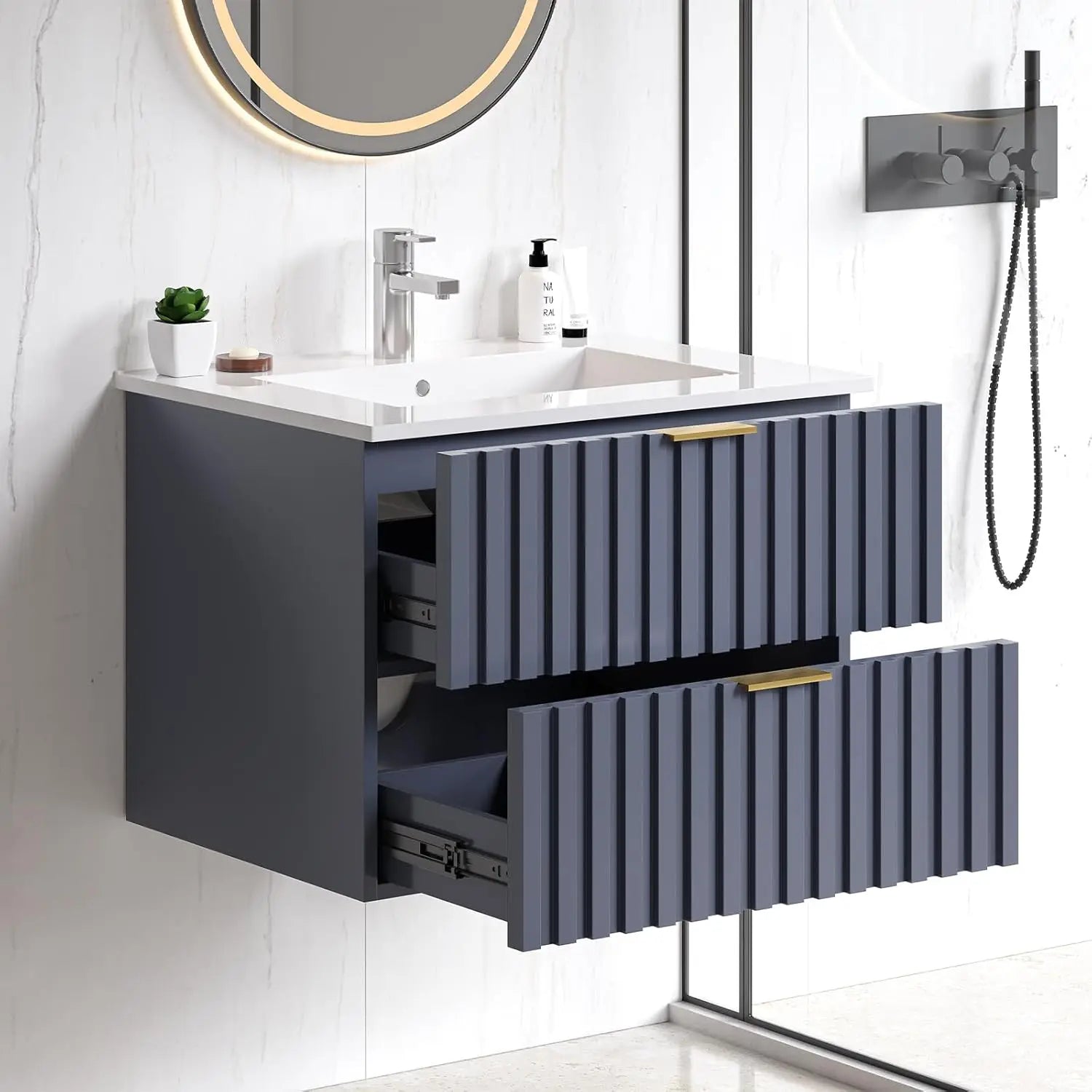 24" Floating Bathroom Vanity with Sink and 2 Drawers