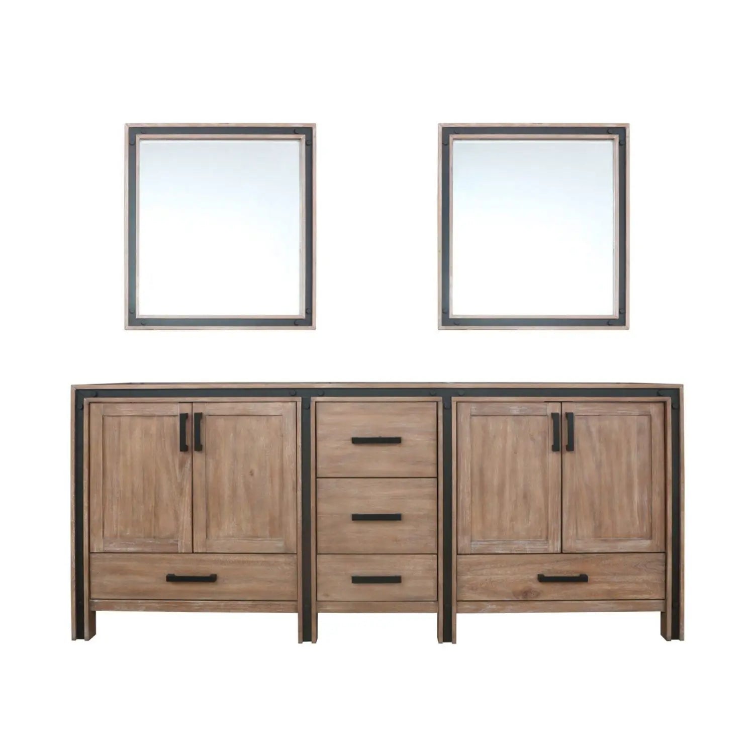80" Rustic Double Bathroom Vanity with Mirrors