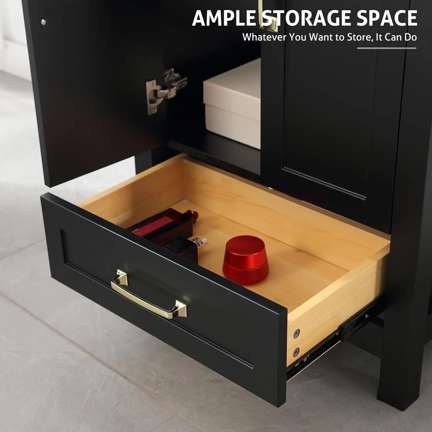 24" Black Bathroom Vanity with Undermount Sink and Matte Black Faucet