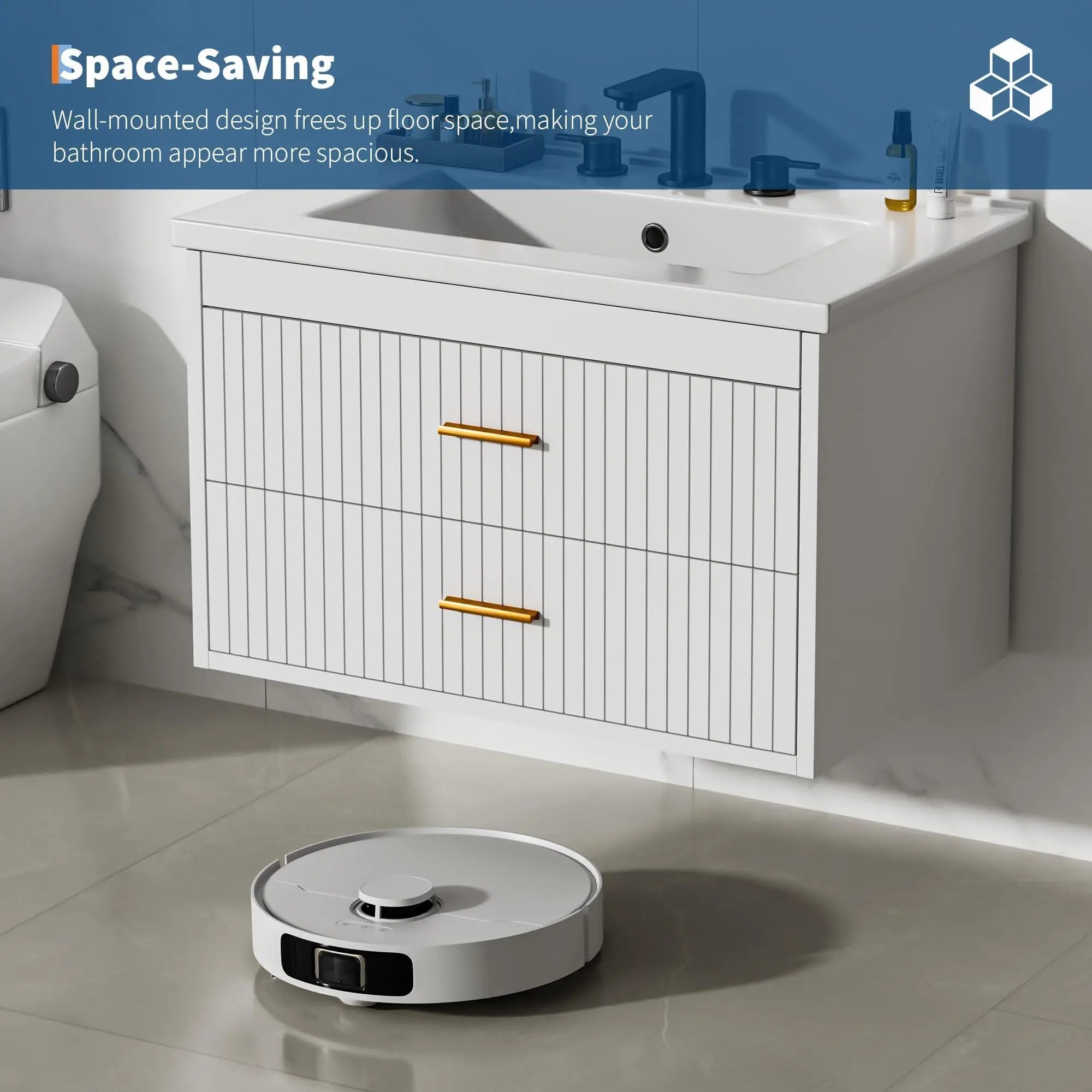 Floating Bathroom Vanity with Sink and 2 Soft-Close Drawers